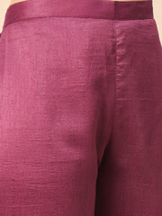 Dusty Pink Straight Kurta Pant Set with Organza Dupatta for Women