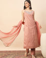 Women's Peach Embroidered Straight Kurta Set with Dupatta | Festive & Party Wear Ethnic Suit (Copy)
