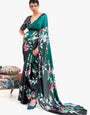 Digital Printed Satin Saree with Unstiched Blouse.