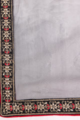 Black Silk Blend Alia-Cut Kurta, Pant & Net Dupatta