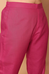 Pink Cotton Blend Embroidered Kurta with Pant, & Dupatta