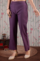 Purple Organza Floral Printed Kurta with Pant & Dupatta