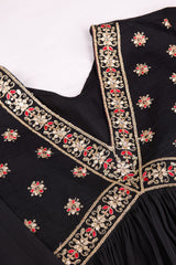 Black Silk Blend Alia-Cut Kurta, Pant & Net Dupatta