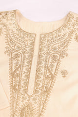 Silk Blend Embroidered Kurta with Pant & Net Dupatta