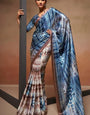 Digital Printed Satin Saree with Unstiched Blouse