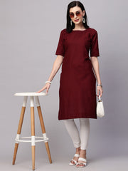 Solid Cotton Blend Kurta.